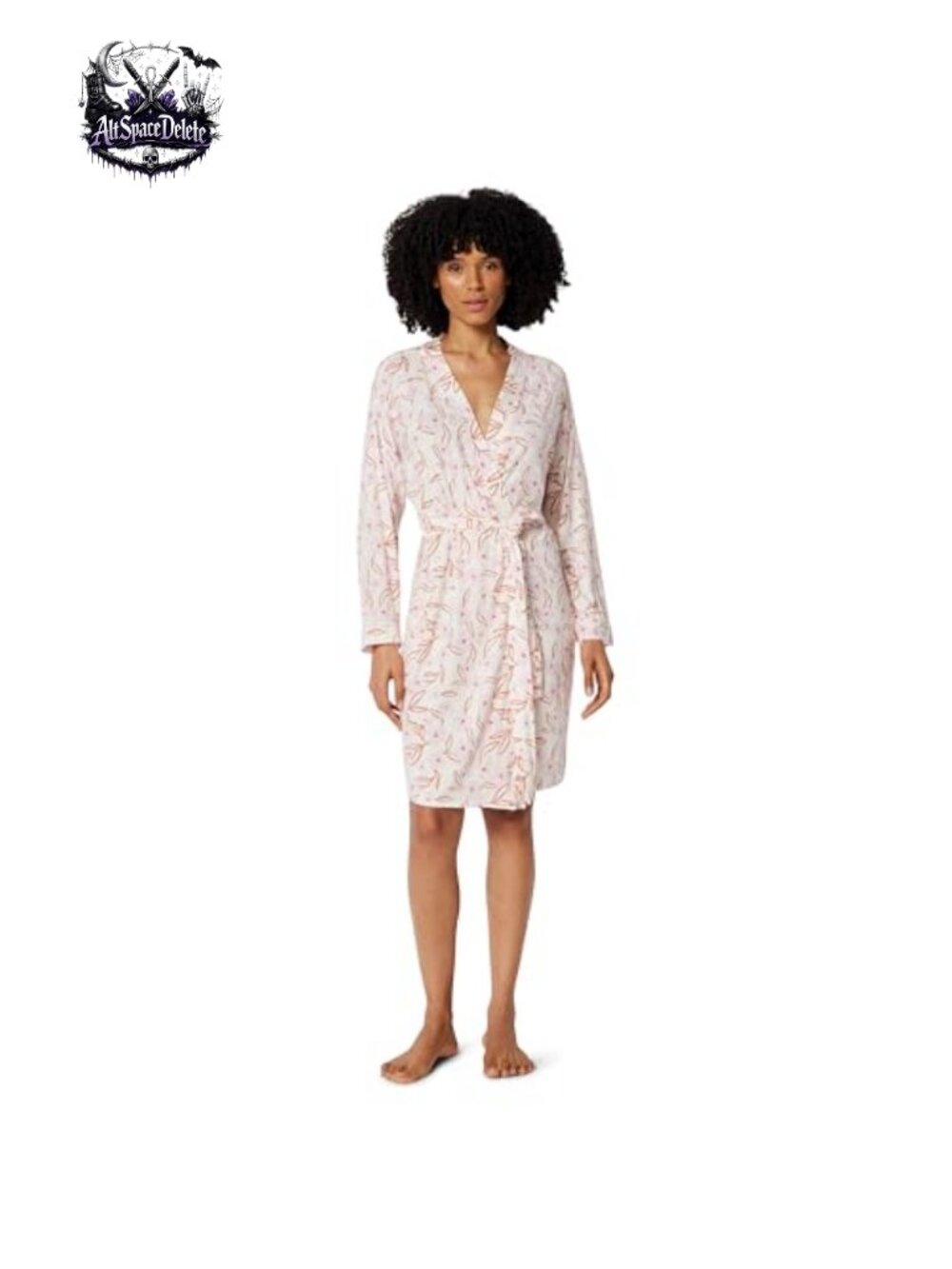 Modal Blend Long Sleeve Knee-Length Robe with Pockets - Picture 1 of 5